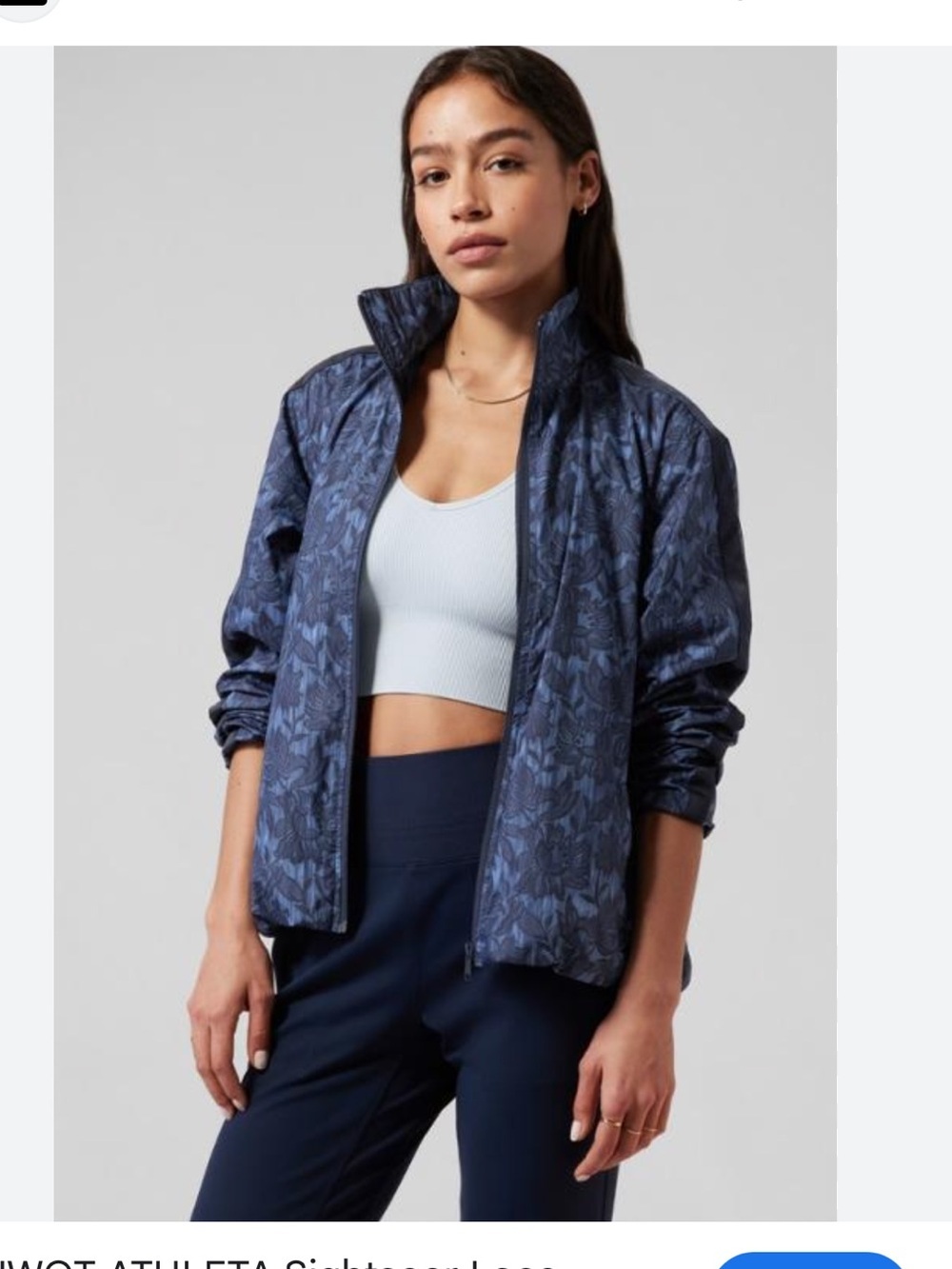 Athleta Navy Floral Utility Wind Jacket sightseer jacket sz 2X